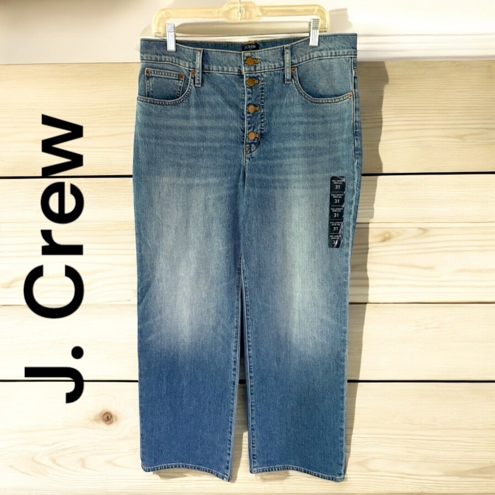 J. Crew-NWT women’s full length wide leg jeans. Size 31 or 12. Button fly. NEW!